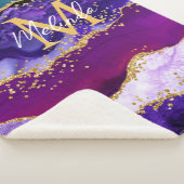 Lila und Blue Peacock Imitats Glitzer Agate Sherpadecke (3/4)