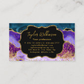 Lila und Blue Peacock Imitats Glitzer Agate Visitenkarte (Rückseite)