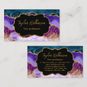 Lila und Blue Peacock Imitats Glitzer Agate Visitenkarte (Vorne/Hinten)