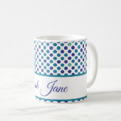 lila- und Blue-Polka-Punkte Benutzerdefinierter Sk Kaffeetasse (VorderseiteRechts)