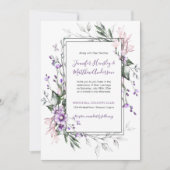 Lila und blütenfarbenes Blumenbündel | Einladung (Vorderseite)