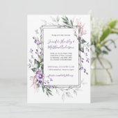 Lila und blütenfarbenes Blumenbündel | Einladung (Stehend Vorderseite)