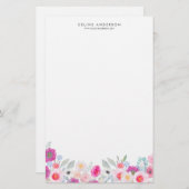 Lila und blütige Pastelle Blumengarten Persönliche Briefpapier (Vorne/Hinten)