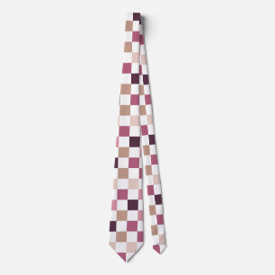 Lila und braun kariertes Mosaik Minimalist Krawatte