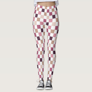 Lila und braun kariertes Mosaik Minimalistisch Leggings