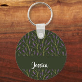 Lila und braune Blütenmuster Schlüsselanhänger (Vorderseite)