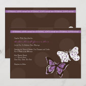 Lila und braune Coole Butterfly-Einladung Einladung (Vorne/Hinten)