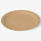 Lila und braune Streifen Pappteller (Schrägansicht)