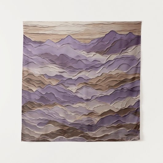 Lila und brauner Mystischer Berg Wandteppich (Vorderseite)