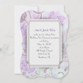 lila und braunes Design mit Blumenrahmen Einladung (Vorderseite)