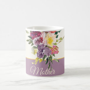 Lila und burgunderrote aquarellblumen anpassbar kaffeetasse