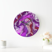 Lila und burgundische Abstrakte Kunst Große Wanduhr (Zuhause)