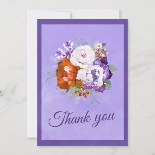 Lila und burnt Orange Hochzeit Einladung (Rückseite)