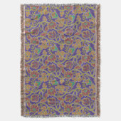 Lila und Chartreuse Blumen-Chintz-Außenläufer Decke (Vorderseite Vertikal)