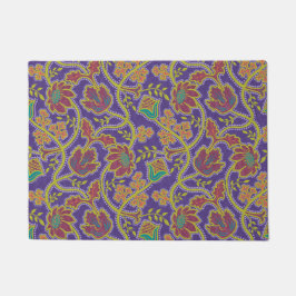 Lila und Chartreuse Blumen-Chintz Fußmatte