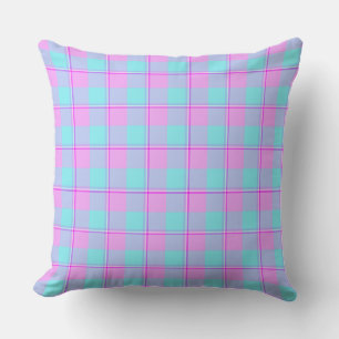 Lila und Coastal Mist Karo Blau Rosa Kissen