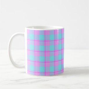 Lila und Coastal Mist Karo Kaffeetasse