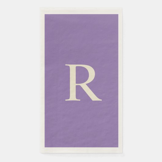 Lila und Creme Mit Monogramm Serviette (Vorderseite)