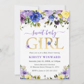 Lila und creme Summer Blume Kinderdusche Einladung (Vorderseite)