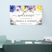 Lila und cremefarbene Blume Begrüßung Banner (Messeveranstaltung)