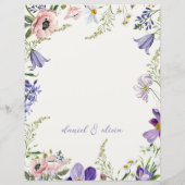 Lila und cremefarbene Blumenkarte (Rückseite)