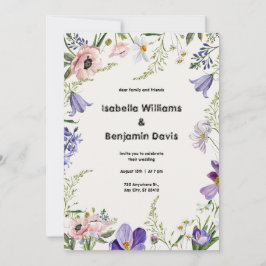 Lila und cremefarbene Blütendecke Einladung