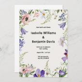 Lila und cremefarbene Blütendecke Einladung (Vorne/Hinten)