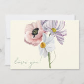 Lila und cremefarbene Blütendecke Einladung (Rückseite)