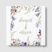 Lila und cremefarbene Blütenhochzeit Gästebuch (Rückseite)