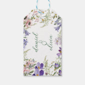 Lila und cremefarbene Blütenhochzeit Geschenkanhänger (Vorderseite)