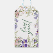 Lila und cremefarbene Blütenhochzeit Geschenkanhänger (Rückseite)