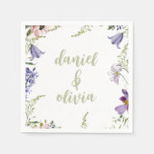 Lila und cremefarbene Blütenhochzeit Serviette (Vorderseite)