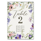 Lila und cremefarbene Blütenhochzeit Tischnummer (Vorderseite)