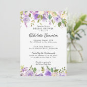 Lila und cremefarbene Brautdusche Einladung (Stehend Vorderseite)