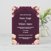 Lila und cremefarbene Einladung zur Hochzeit (Stehend Vorderseite)