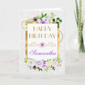 Lila und cremefarbene Sommer-Blume Goldene Fohlen Karte (Vorderseite)