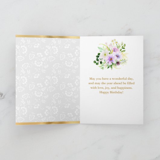 Lila und cremefarbene Sommer-Blume Goldene Fohlen Karte (Innenseite)