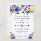 Lila und cremefarbene Sommer-Blume Hochzeit Einladung (Vorderseite)