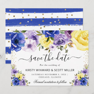 Lila und cremefarbene Sommerblumen Hochzeit Save The Date