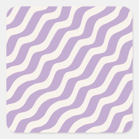 Lila und cremeweiche Linien Psychedelic Stripes Quadratischer Aufkleber (Vorderseite)