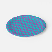 Lila und Cyan Schachbrettmuster Pappteller (Schrägansicht)