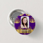 Lila und der Goldkrone personalisiertes Foto Button (Vorne & Hinten)