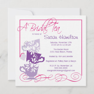 Lila und dunkle Rosa Brauerei Einladung Tee