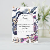 Lila und dunkles blaues WasserfarbenHalloween Einladung (Stehend Vorderseite)