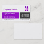 Lila und dunkles Grau geteiltes Band - Initialen Visitenkarte (Vorne/Hinten)