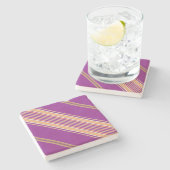 Lila und Ecru, Stripes Square Untersetzer (Seitenansicht)