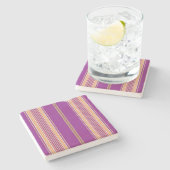 Lila und Ecru, Stripes Square Untersetzer (Seitenansicht)