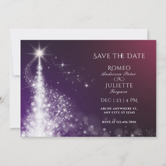 Lila und elegante Weihnachtsfeier Save The Date (Vorderseite)