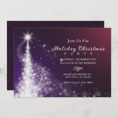 Lila und eleganter Weihnachtsbaum Einladung (Vorne/Hinten)