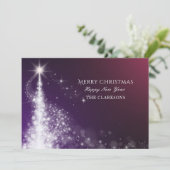 Lila und eleganter Weihnachtsbaum Feiertagskarte (Stehend Vorderseite)